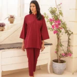 Dark Maroon Pure Georgette Shirt with Traditional-Style Shalwar