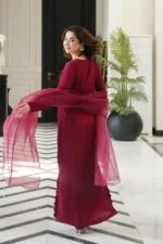 Lulusar x Hania Amir SAMAAL LONG Shamoz Silk Hand-Embellished 3-Piece Dress - Image 3