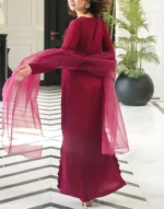 Lulusar x Hania Amir SAMAAL LONG Shamoz Silk Hand-Embellished 3-Piece Dress - Image 5